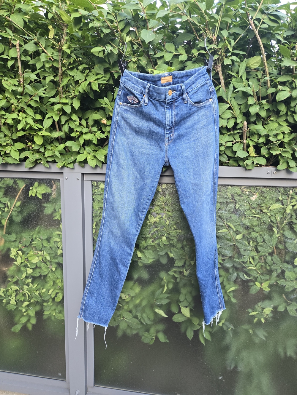 MOTHER High Waisted Double Looker Ankle Jeans US26 Medium Wash